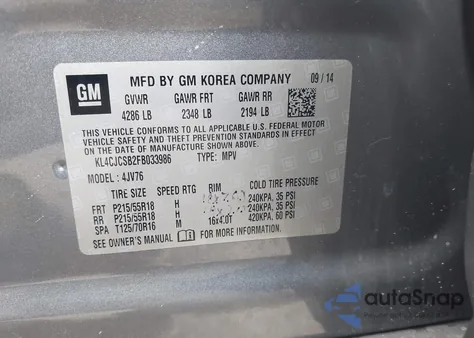 2015 Buick Encore Leather z USA, uszkodzony, nr VIN KL4CJCSB2FB033986